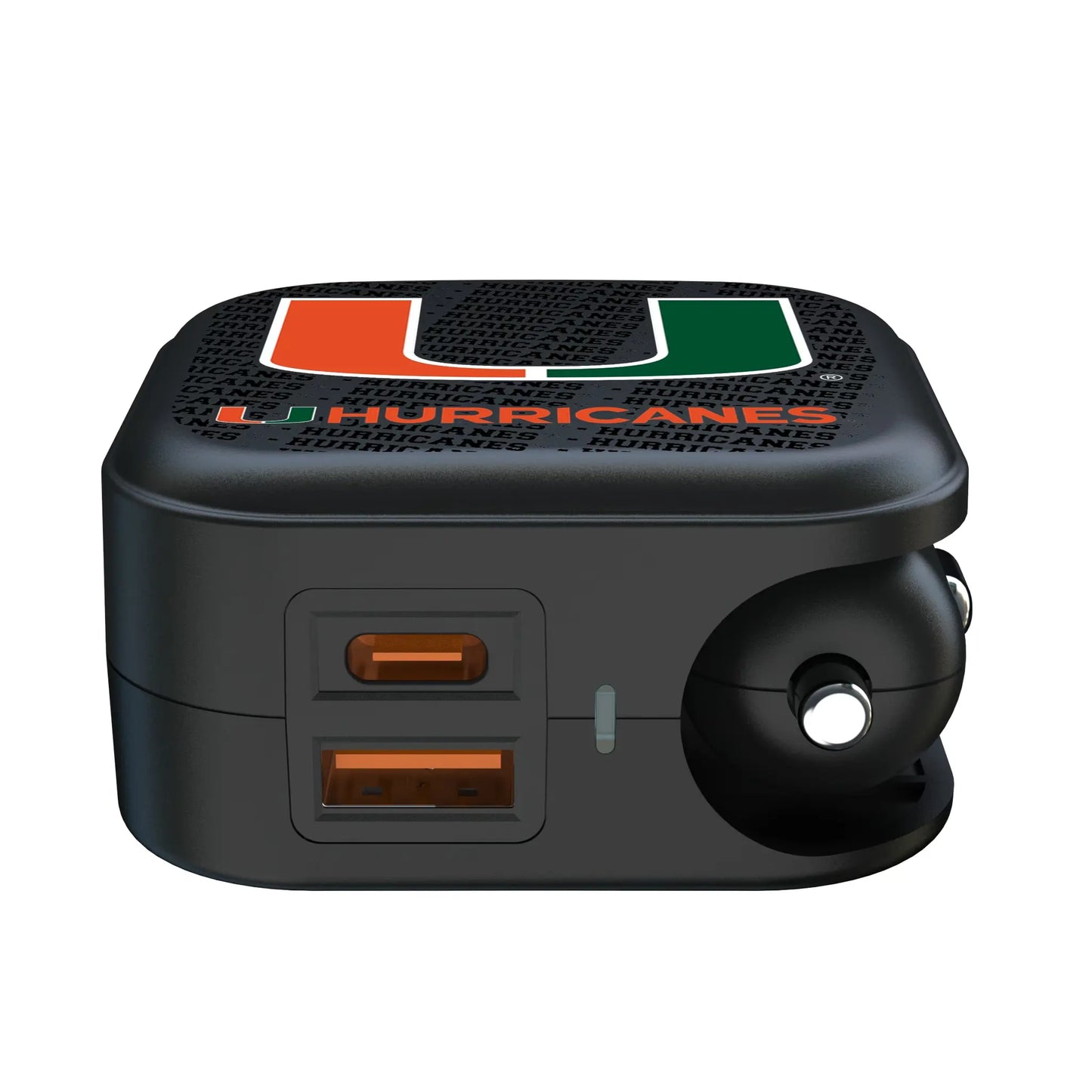 University of Miami Hurricanes Text Backdrop 2 in 1 USB A/C Charger