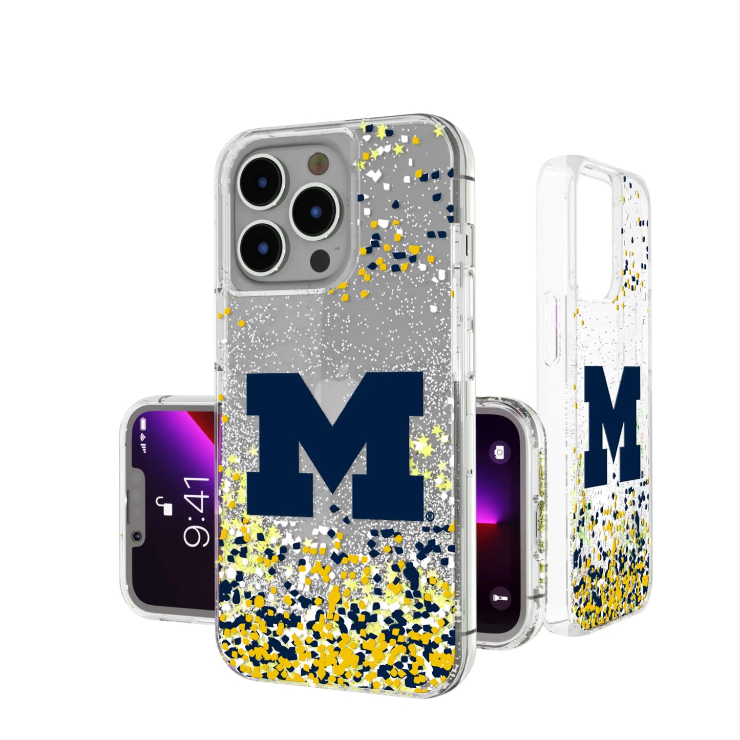 University of Michigan Wolverines Confetti Glitter Phone Case for Apple iPhone