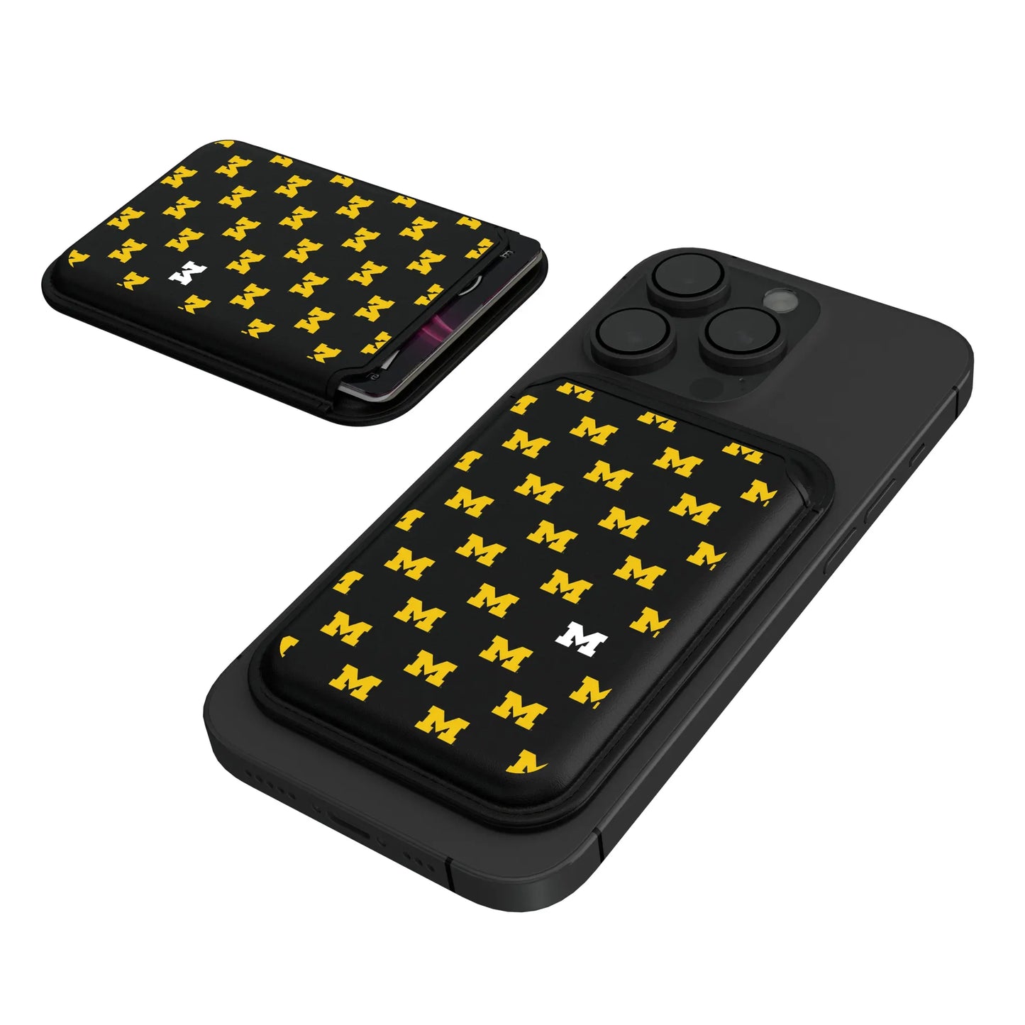 University of Michigan Wolverines Fashion Pattern Black Magnetic Credit Card Wallet