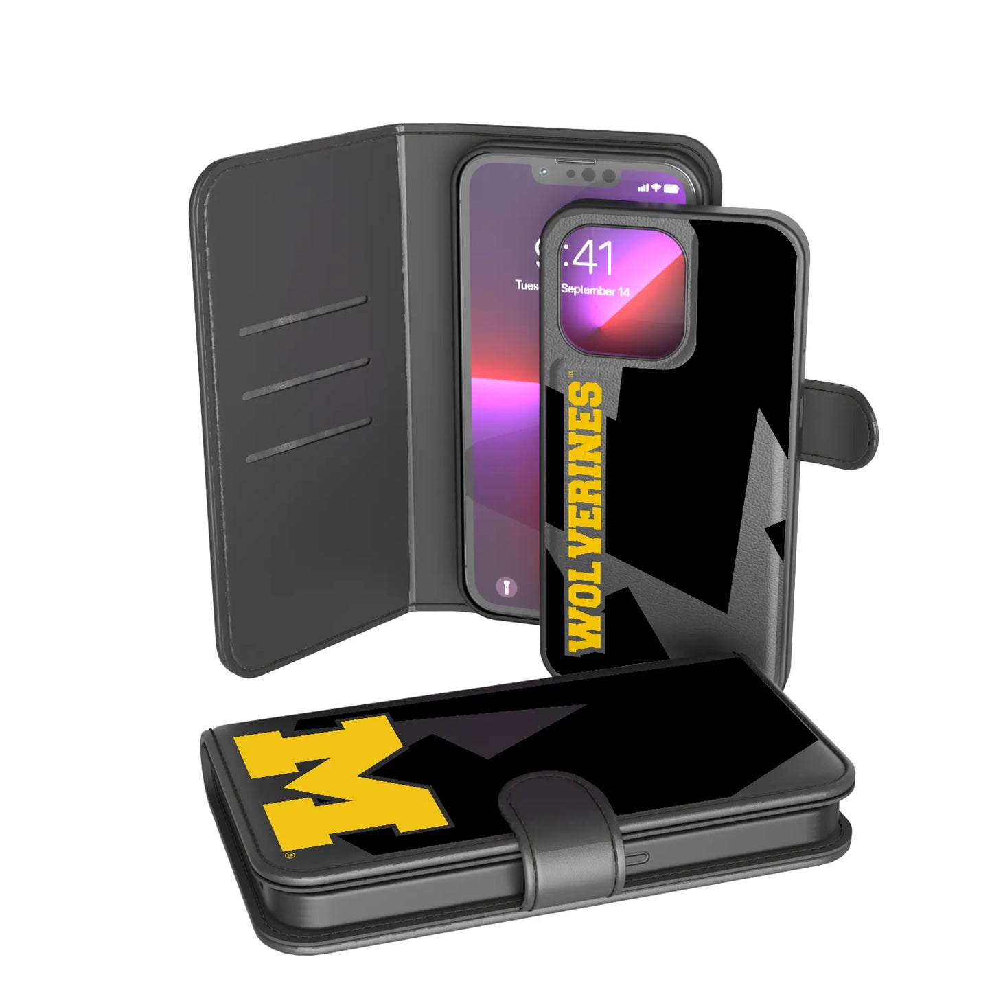 University of Michigan Wolverines Monocolor Tilt Wallet Phone Case for Apple iPhone