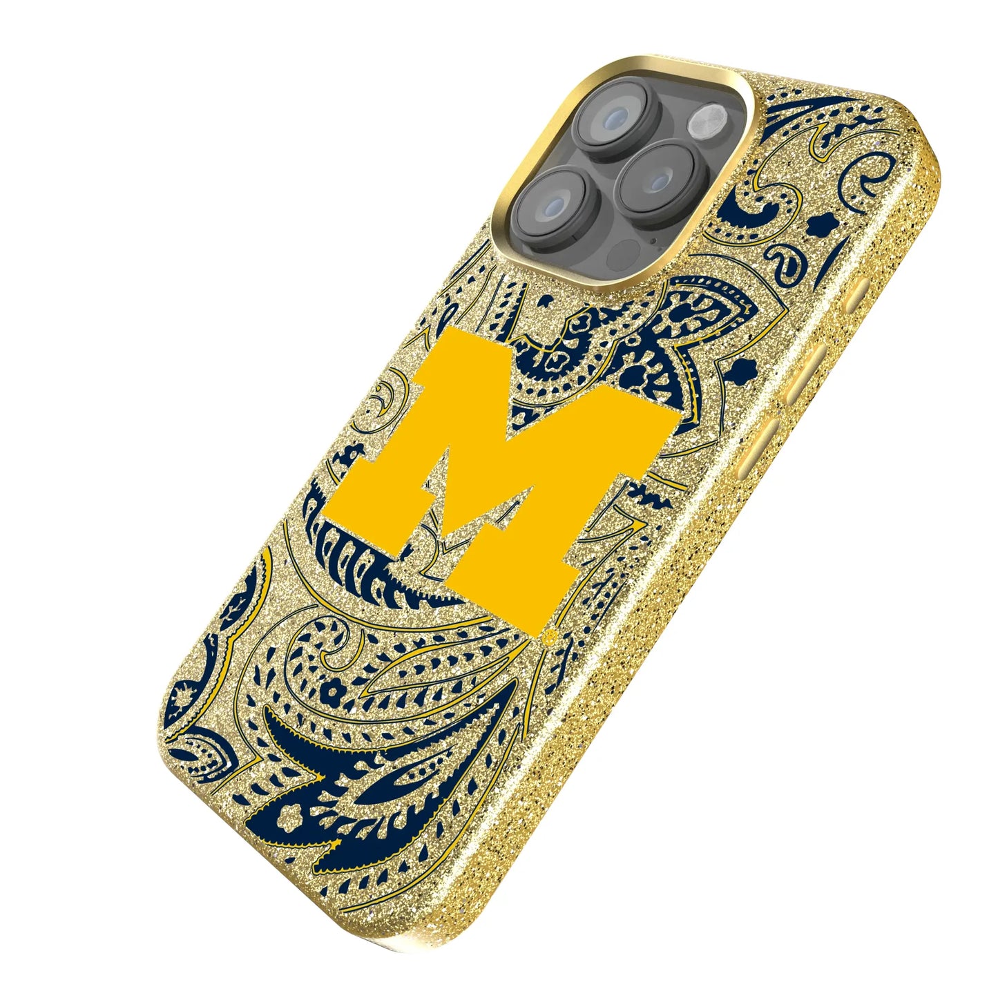 University of Michigan Wolverines Paisley Bling Phone Case for Apple iPhone