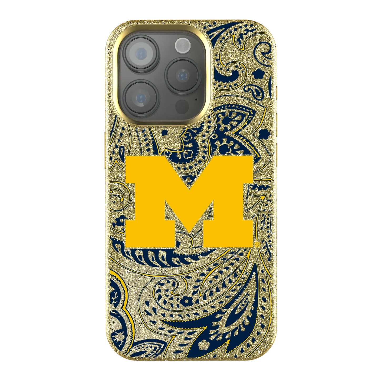 University of Michigan Wolverines Paisley Bling Phone Case for Apple iPhone
