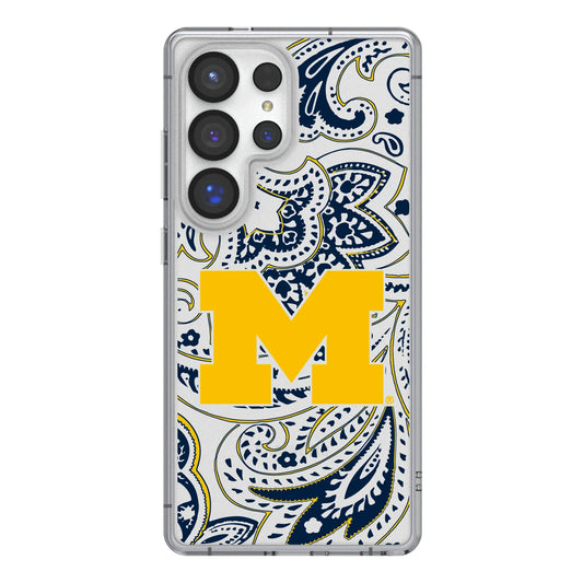 University of Michigan Wolverines Paisley Clear Phone Case for Samsung Galaxy