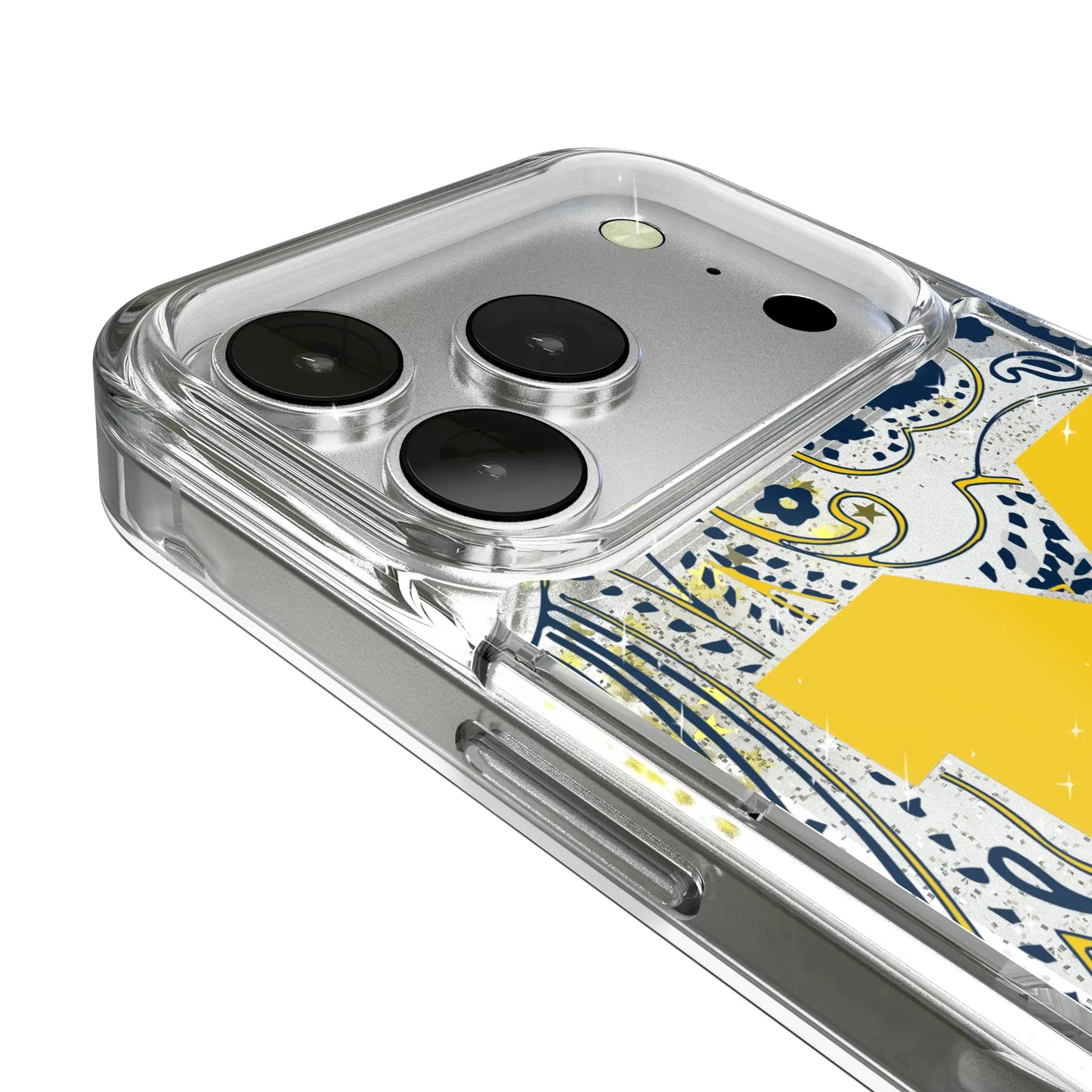 University of Michigan Wolverines Paisley Glitter Phone Case for Apple iPhone
