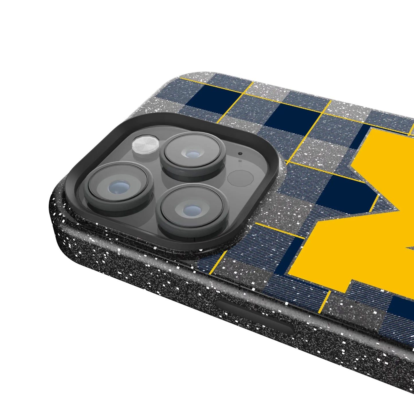 University of Michigan Wolverines Plaid Black Bling Phone Case for Apple iPhone