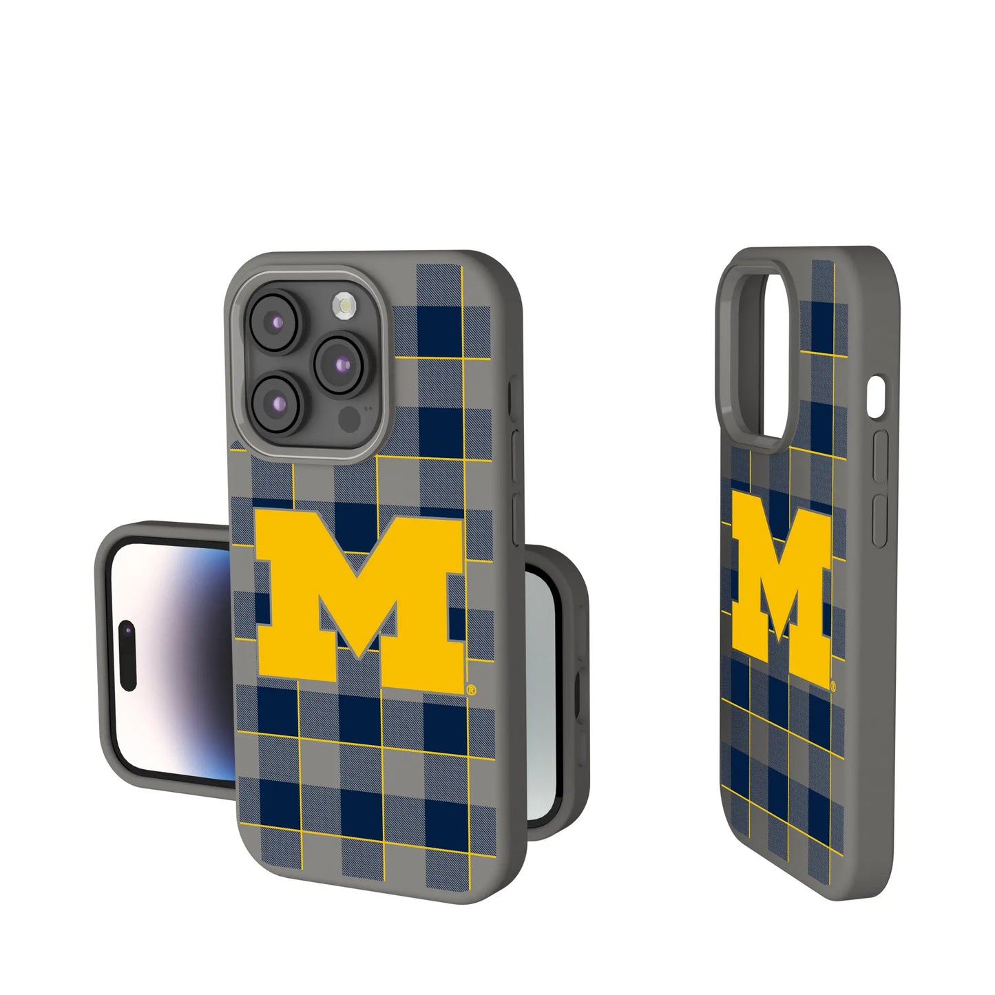 University of Michigan Wolverines Plaid Soft Touch Phone Case for Apple iPhone