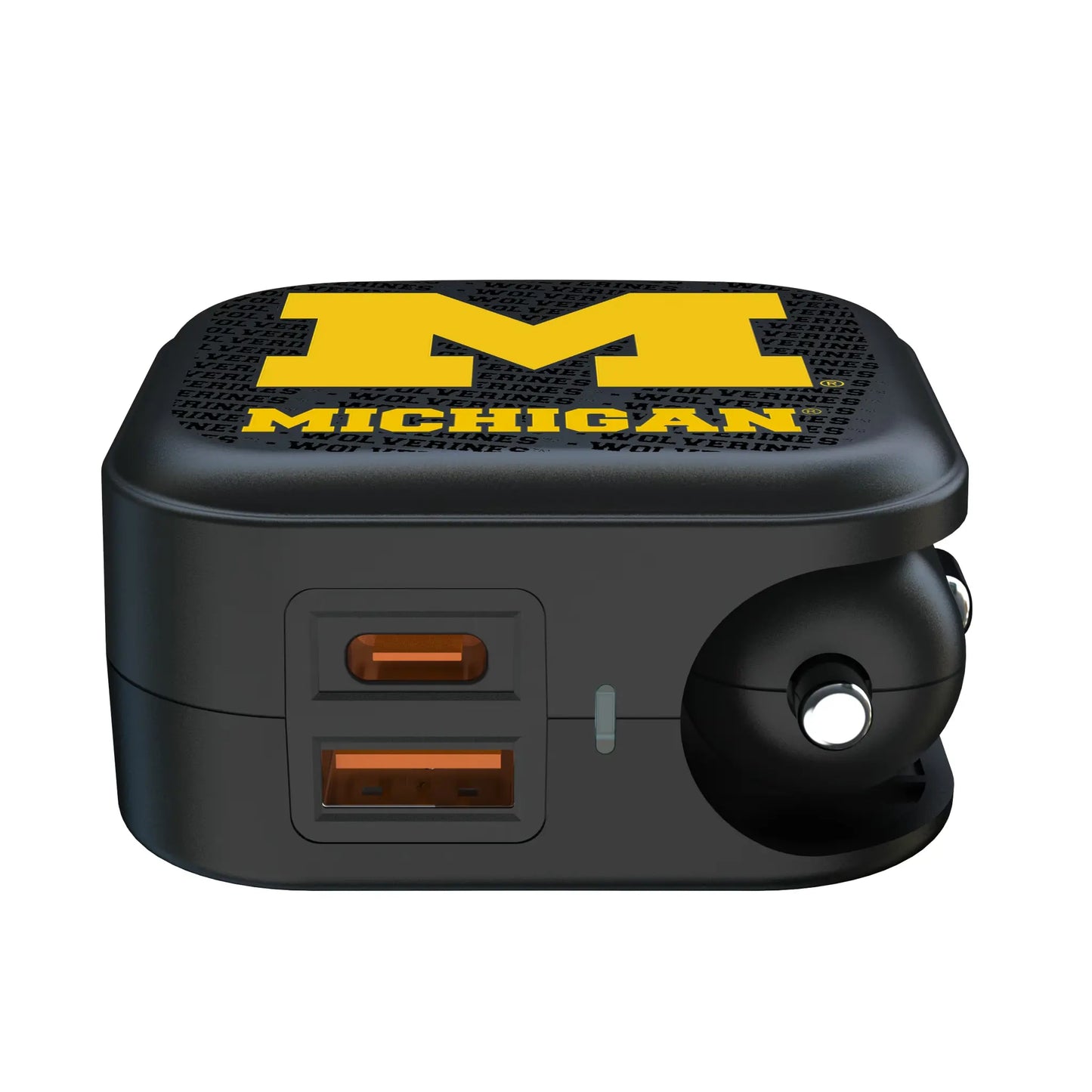 University of Michigan Wolverines Text Backdrop 2 in 1 USB A/C Charger