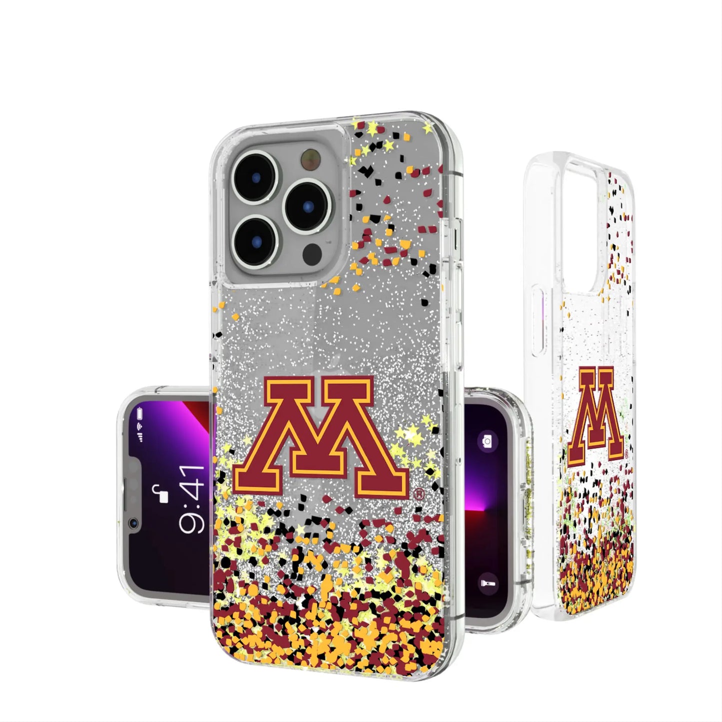 University of Minnesota Golden Gophers Confetti Glitter Phone Case for Apple iPhone