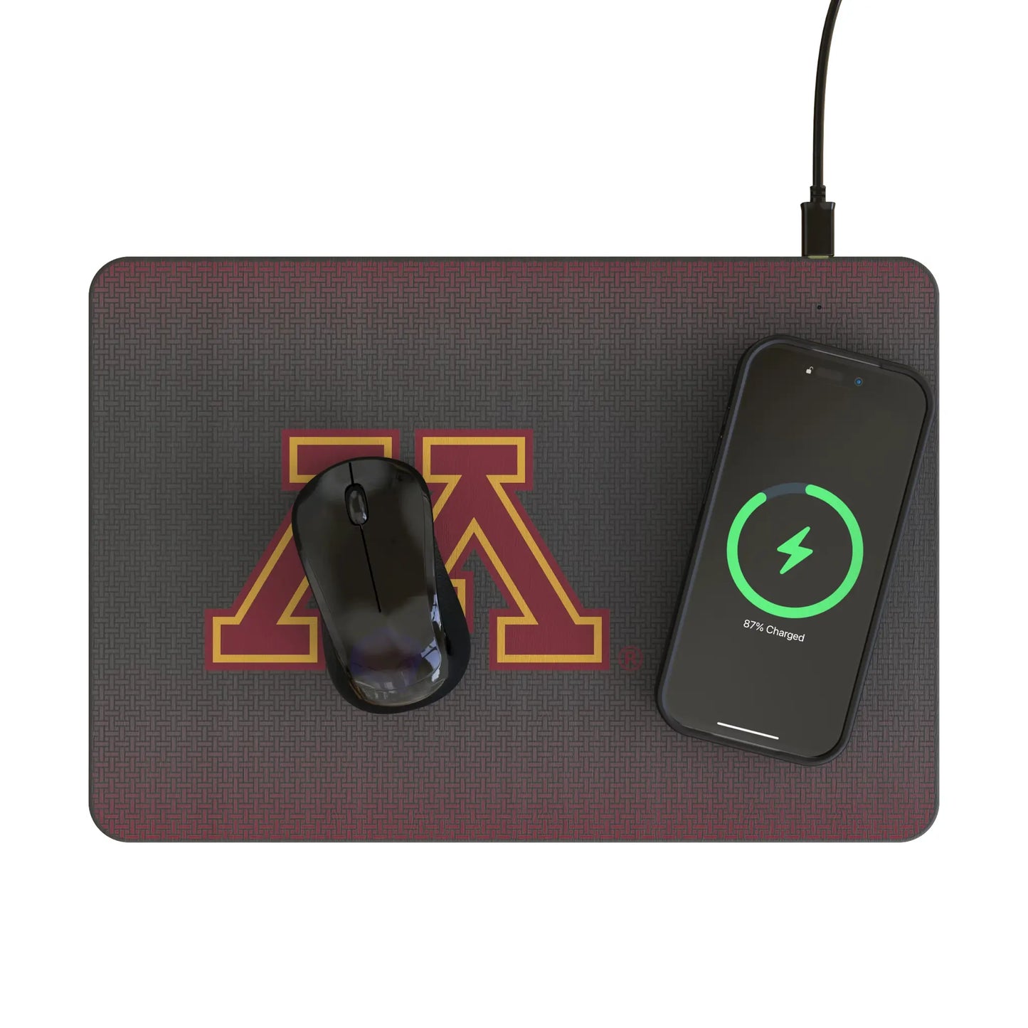 University of Minnesota Golden Gophers Linen 15-Watt Wireless Charger and Mouse Pad