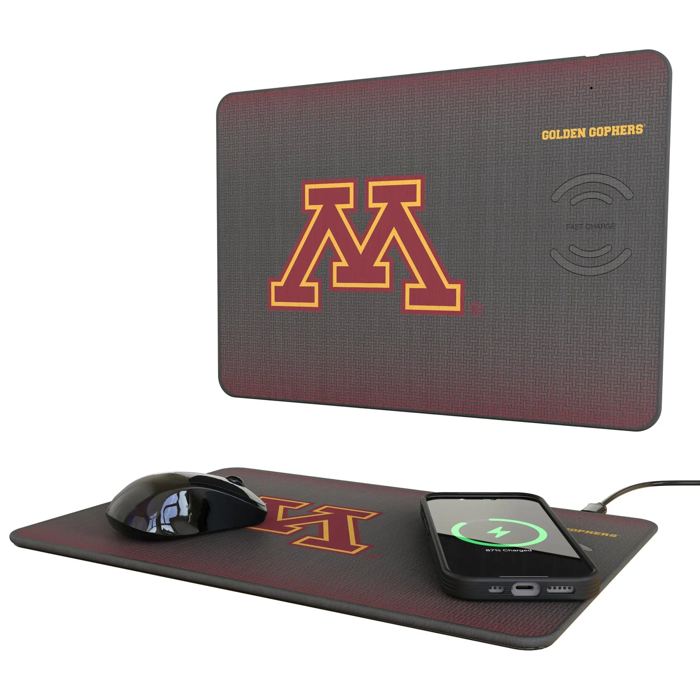 University of Minnesota Golden Gophers Linen 15-Watt Wireless Charger and Mouse Pad