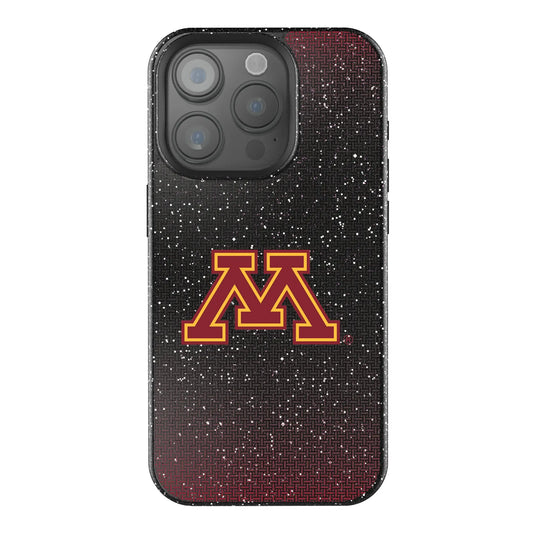 University of Minnesota Golden Gophers Linen Black Bling Phone Case for Apple iPhone