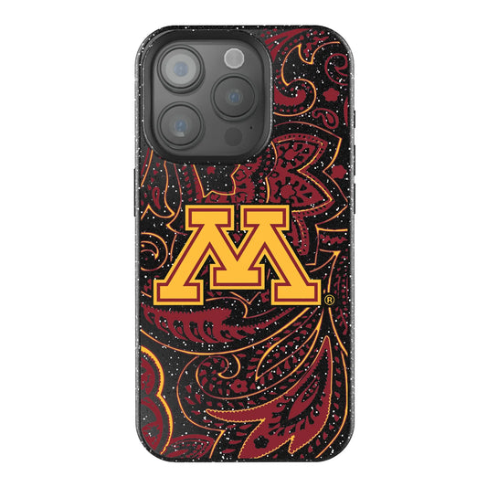 University of Minnesota Golden Gophers Paisley Black Bling Phone Case for Apple iPhone