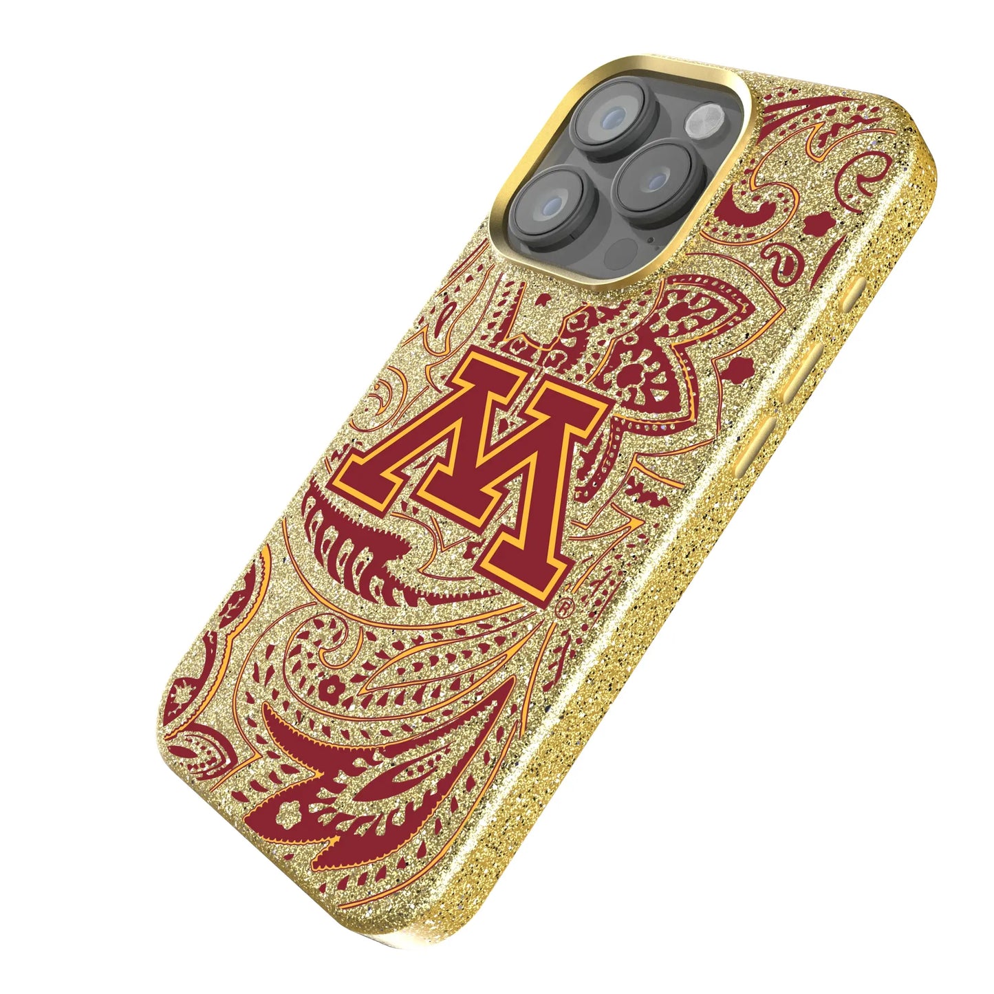 University of Minnesota Golden Gophers Paisley Bling Phone Case for Apple iPhone