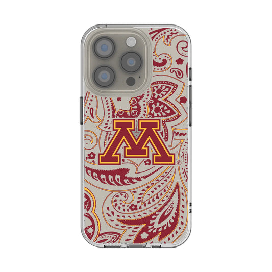 University of Minnesota Golden Gophers Paisley Clear Phone Case for Apple iPhone