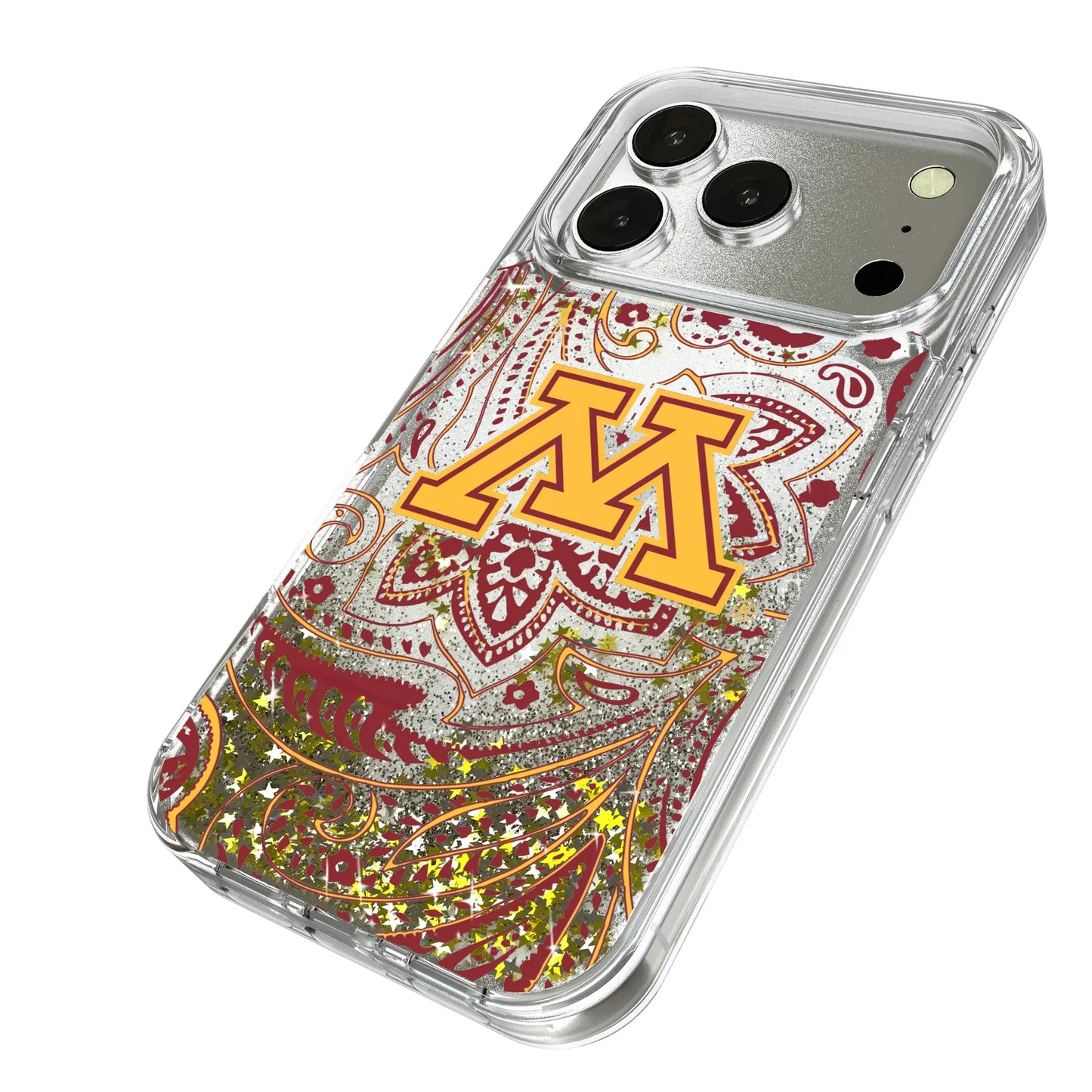 University of Minnesota Golden Gophers Paisley Glitter Phone Case for Apple iPhone