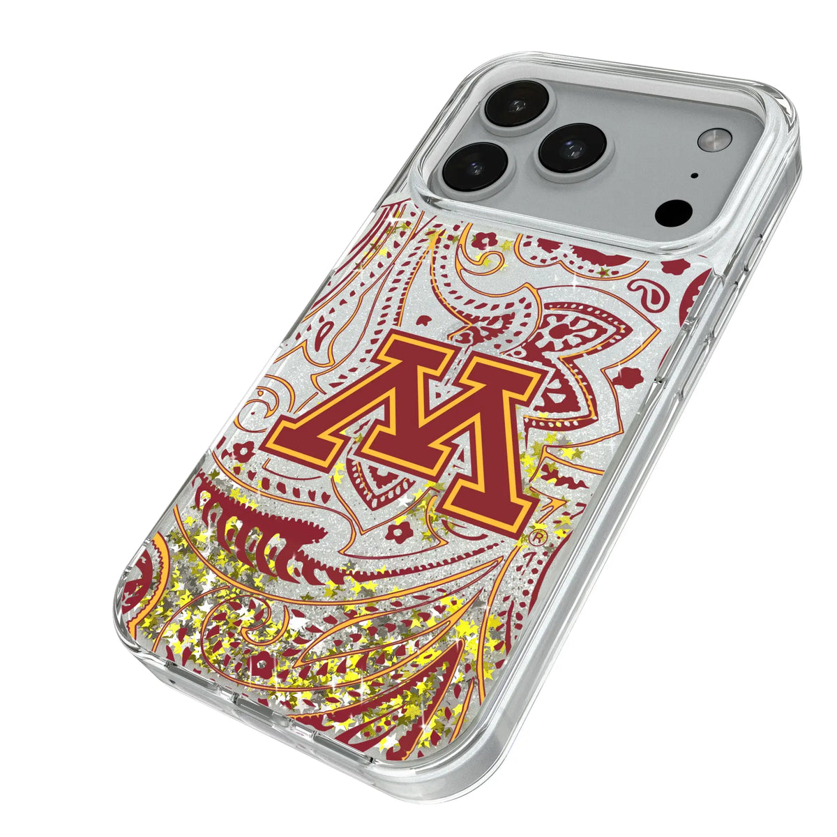 University of Minnesota Golden Gophers Paisley Glitter Phone Case for Apple iPhone