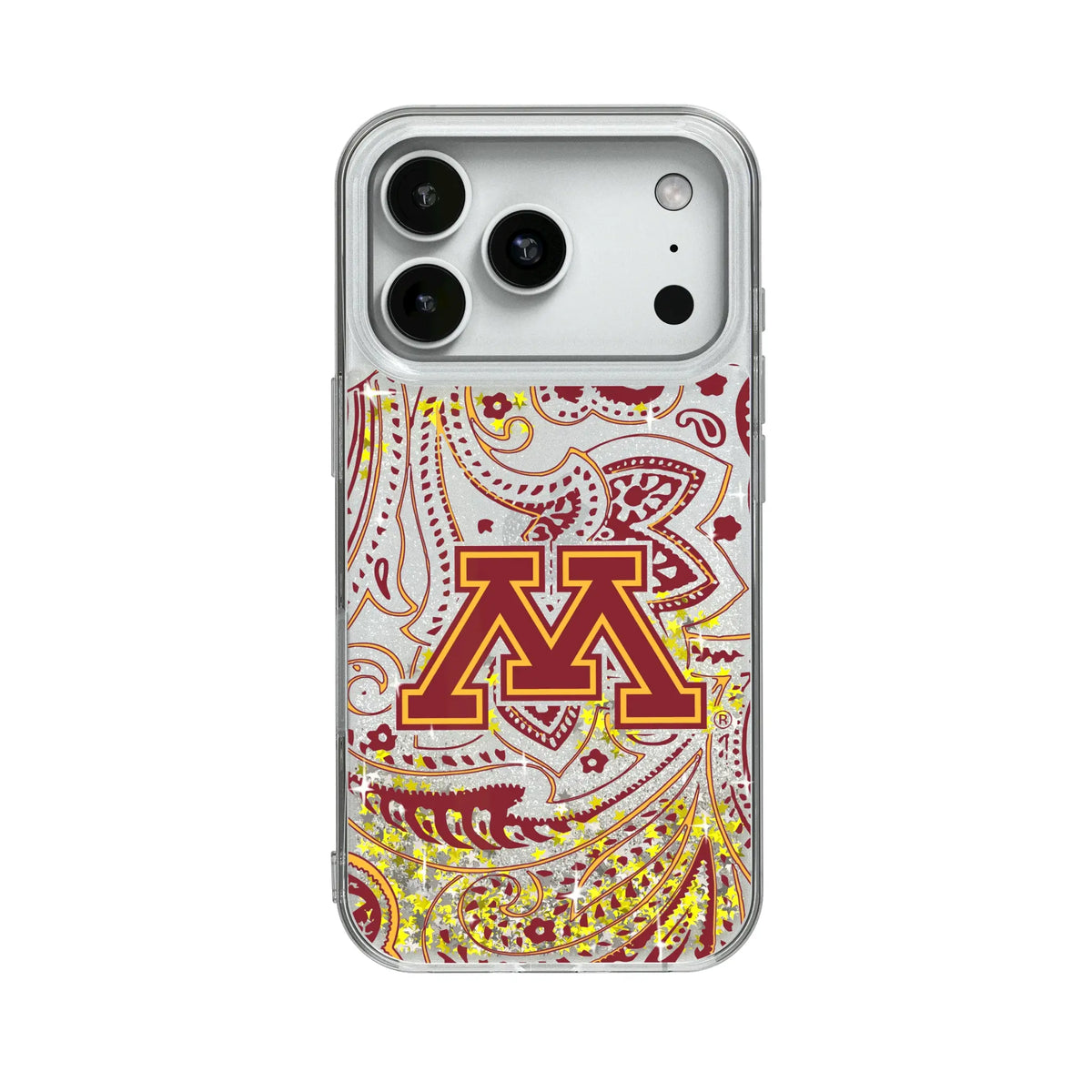 University of Minnesota Golden Gophers Paisley Glitter Phone Case for Apple iPhone
