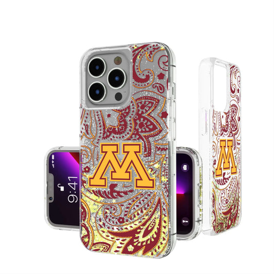 University of Minnesota Golden Gophers Paisley Glitter Phone Case for Apple iPhone