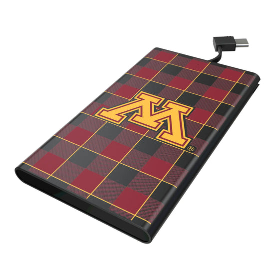 University of Minnesota Golden Gophers Plaid 5000mAh Flat Powerbank