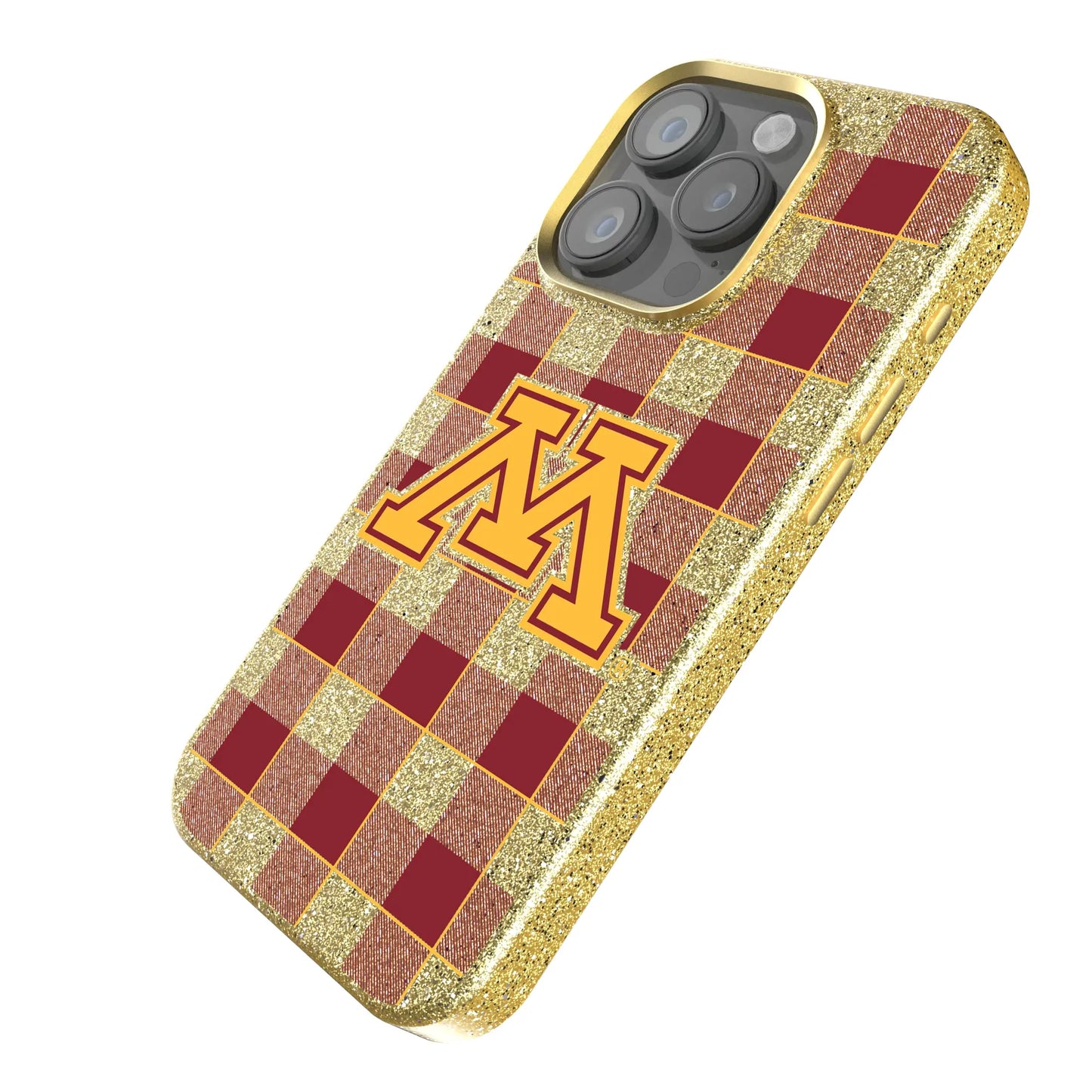 University of Minnesota Golden Gophers Plaid Bling Phone Case for Apple iPhone