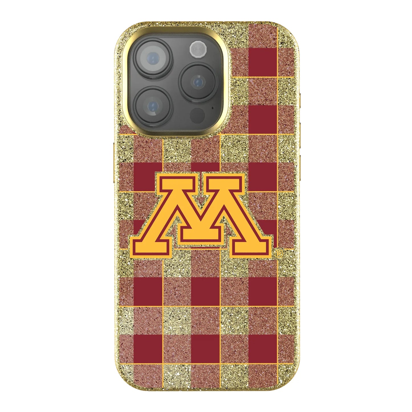 University of Minnesota Golden Gophers Plaid Bling Phone Case for Apple iPhone