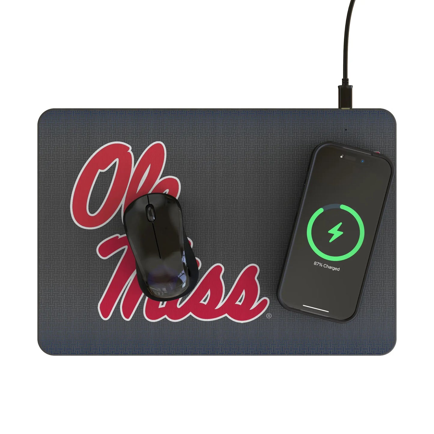 University of Mississippi Rebels Linen 15-Watt Wireless Charger and Mouse Pad