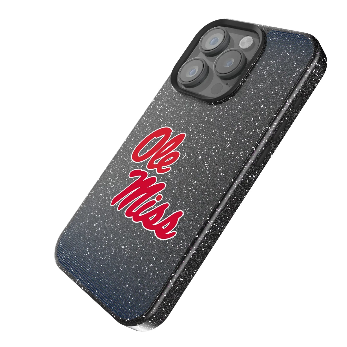 University of Mississippi Rebels Linen Black Bling Phone Case for Apple iPhone
