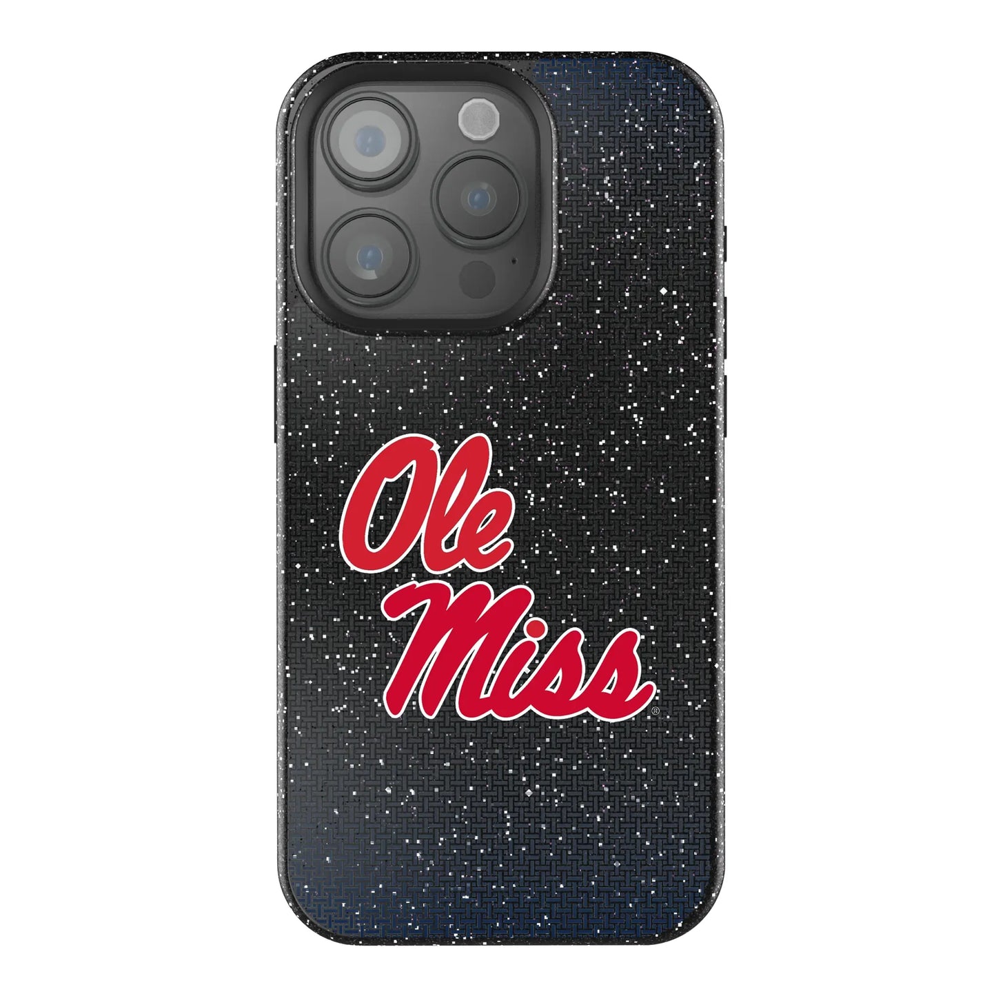 University of Mississippi Rebels Linen Black Bling Phone Case for Apple iPhone