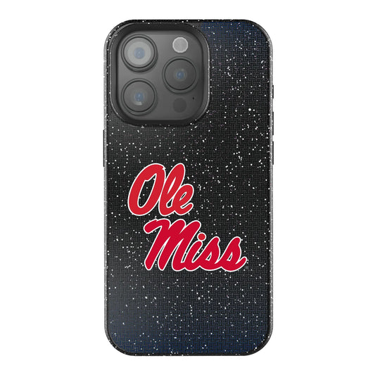 University of Mississippi Rebels Linen Black Bling Phone Case for Apple iPhone
