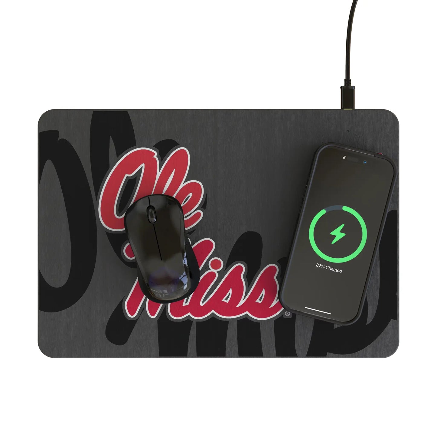 University of Mississippi Rebels Monocolor Tilt 15-Watt Wireless Charger and Mouse Pad