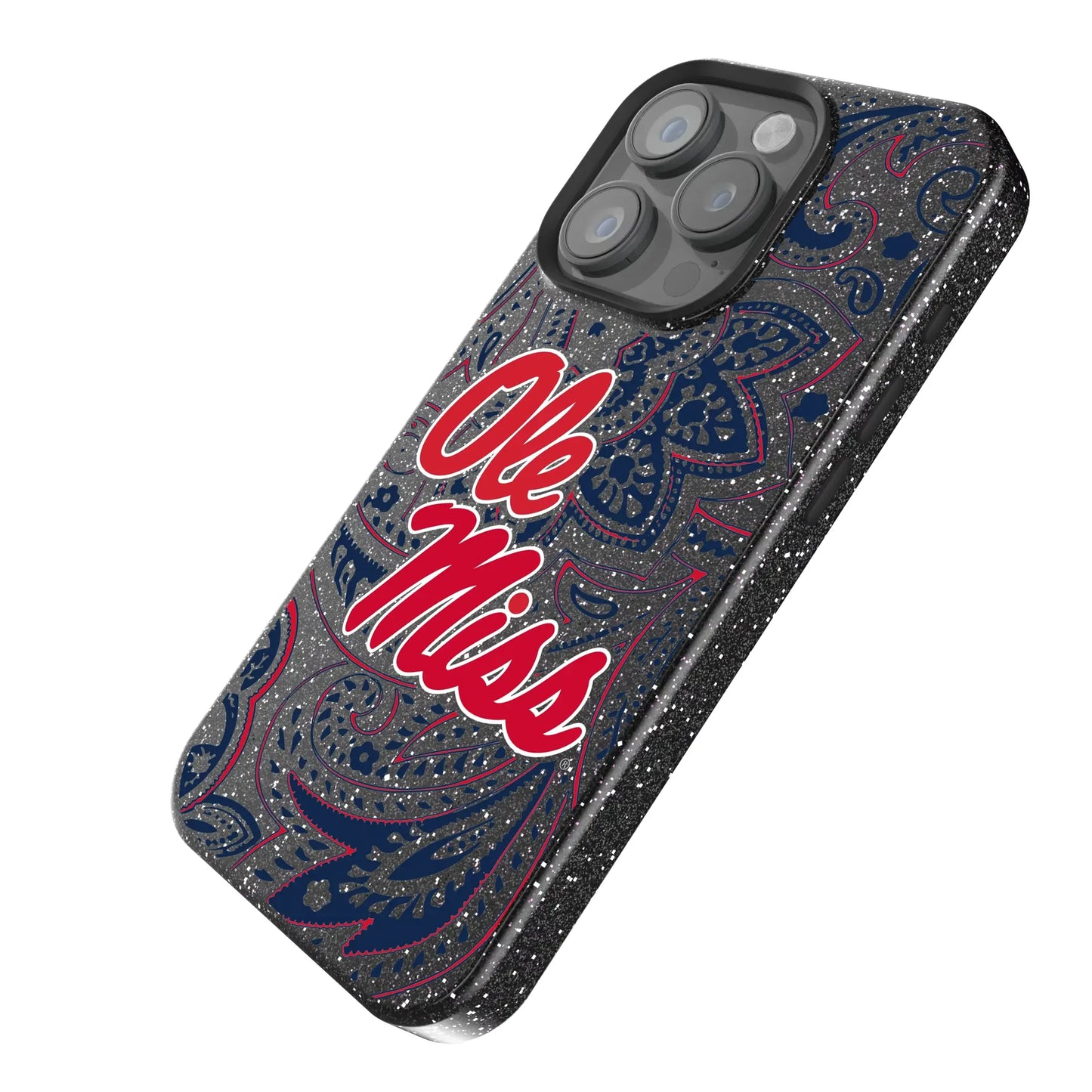 University of Mississippi Rebels Paisley Black Bling Phone Case for Apple iPhone
