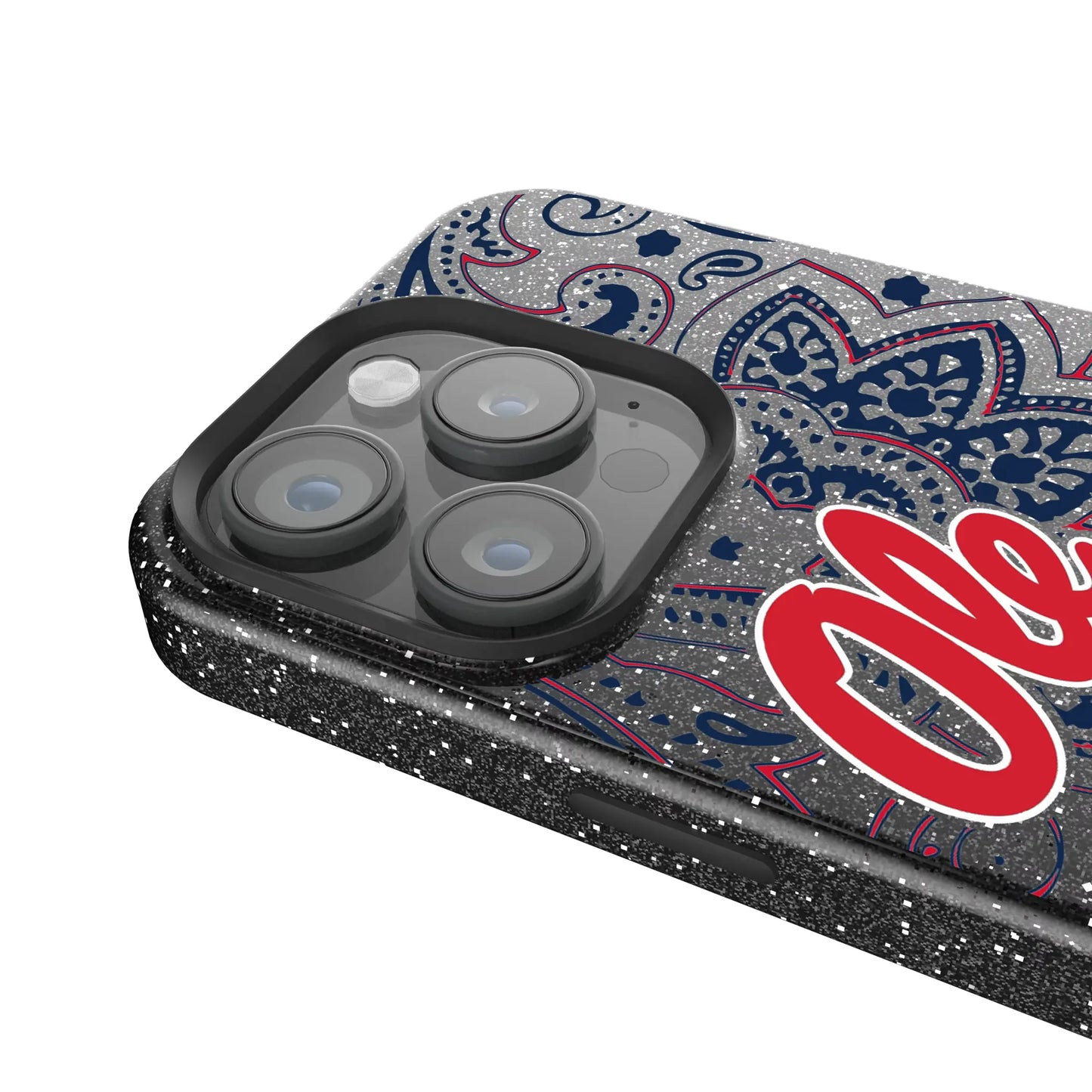 University of Mississippi Rebels Paisley Black Bling Phone Case for Apple iPhone