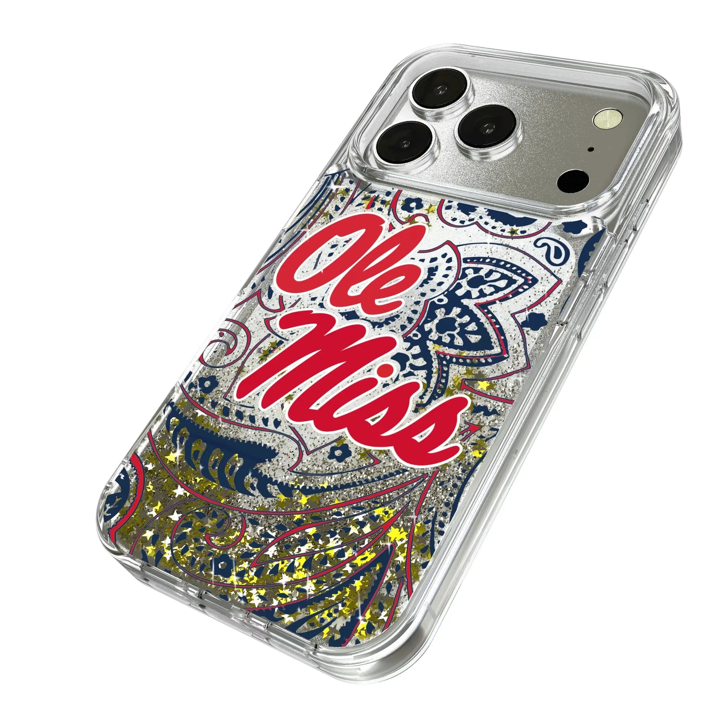 University of Mississippi Rebels Paisley Glitter Phone Case for Apple iPhone