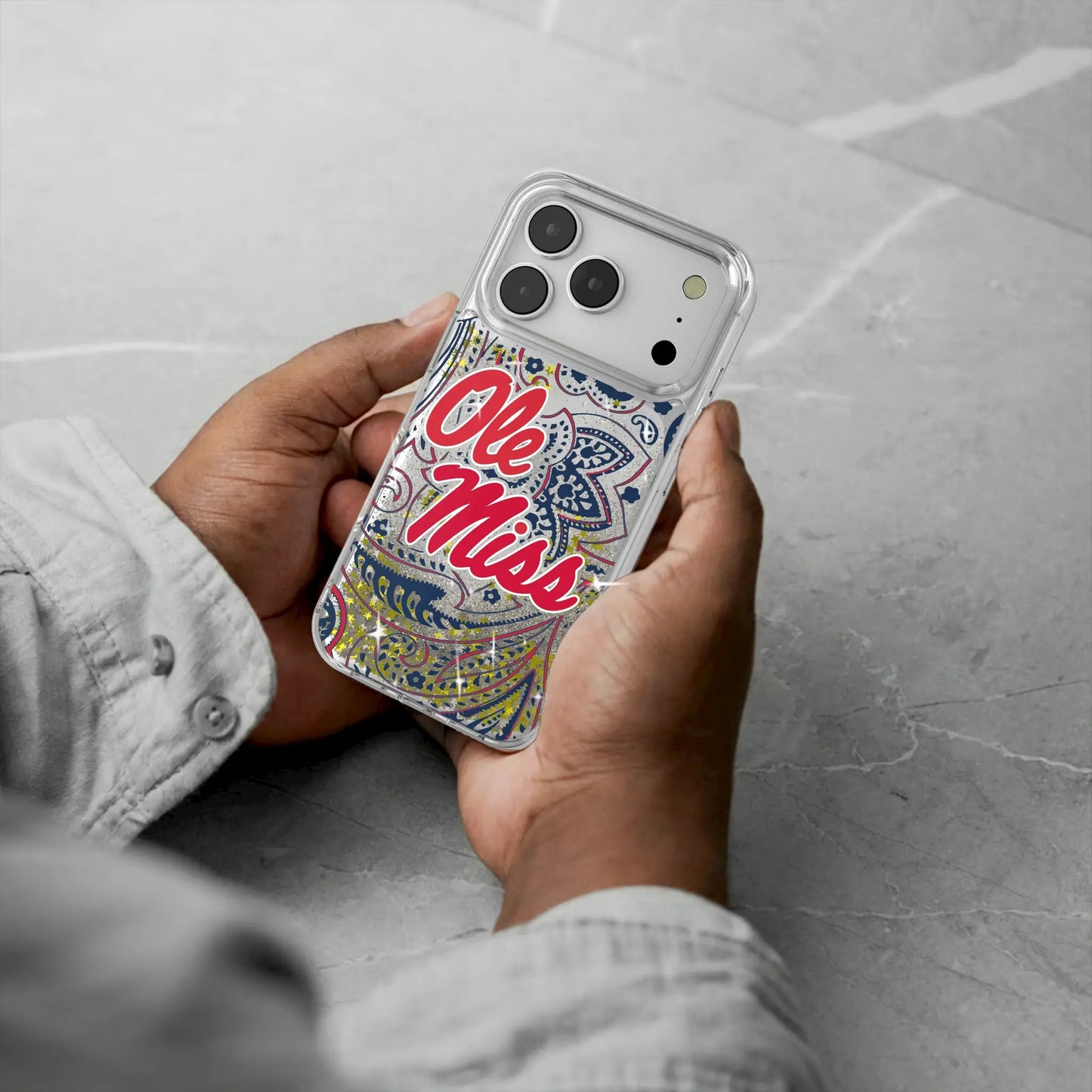 University of Mississippi Rebels Paisley Glitter Phone Case for Apple iPhone