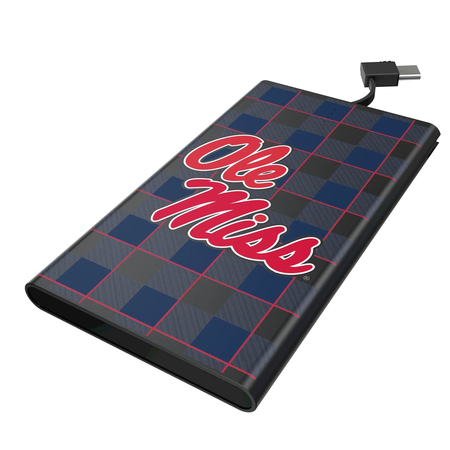 University of Mississippi Rebels Plaid 5000mAh Flat Powerbank