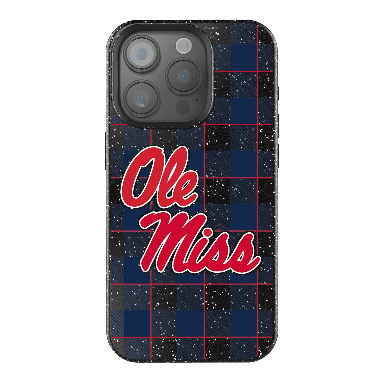 University of Mississippi Rebels Plaid Black Bling Phone Case for Apple iPhone