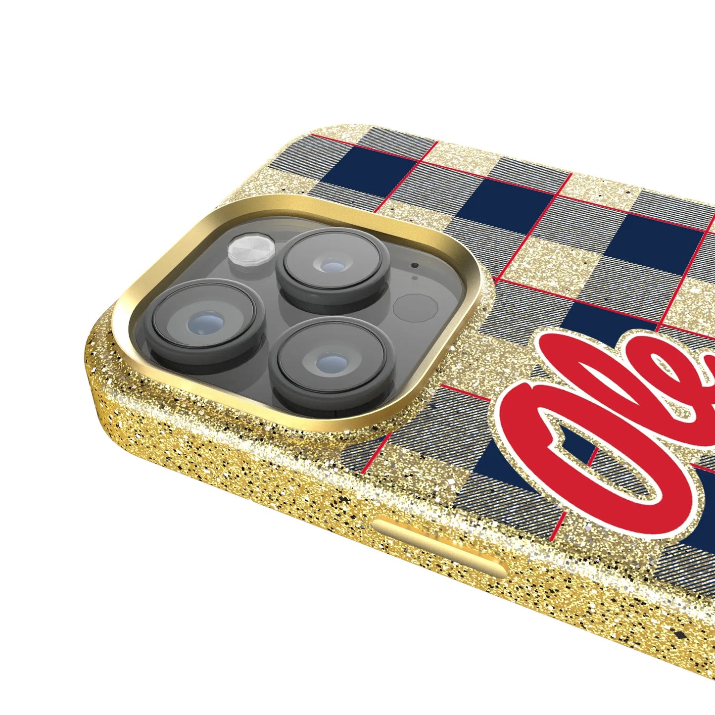 University of Mississippi Rebels Plaid Bling Phone Case for Apple iPhone