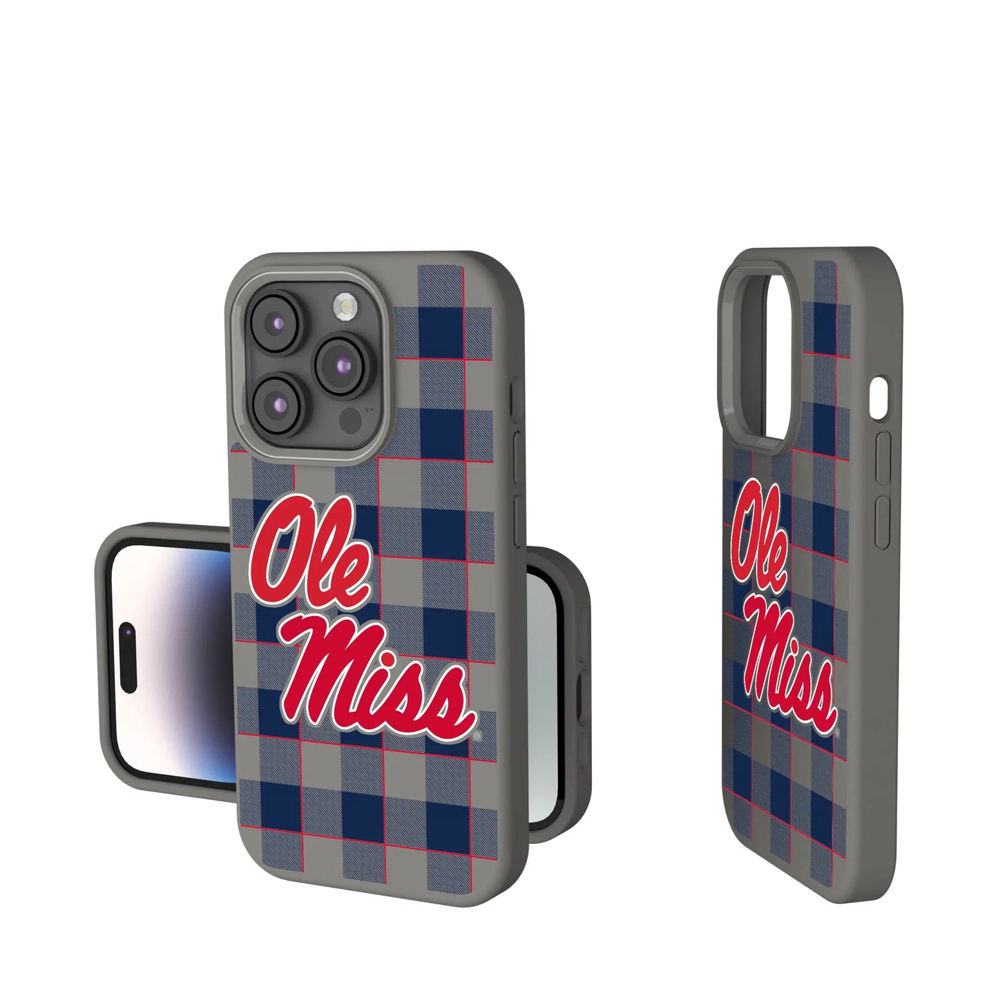 University of Mississippi Rebels Plaid Soft Touch Phone Case for Apple iPhone