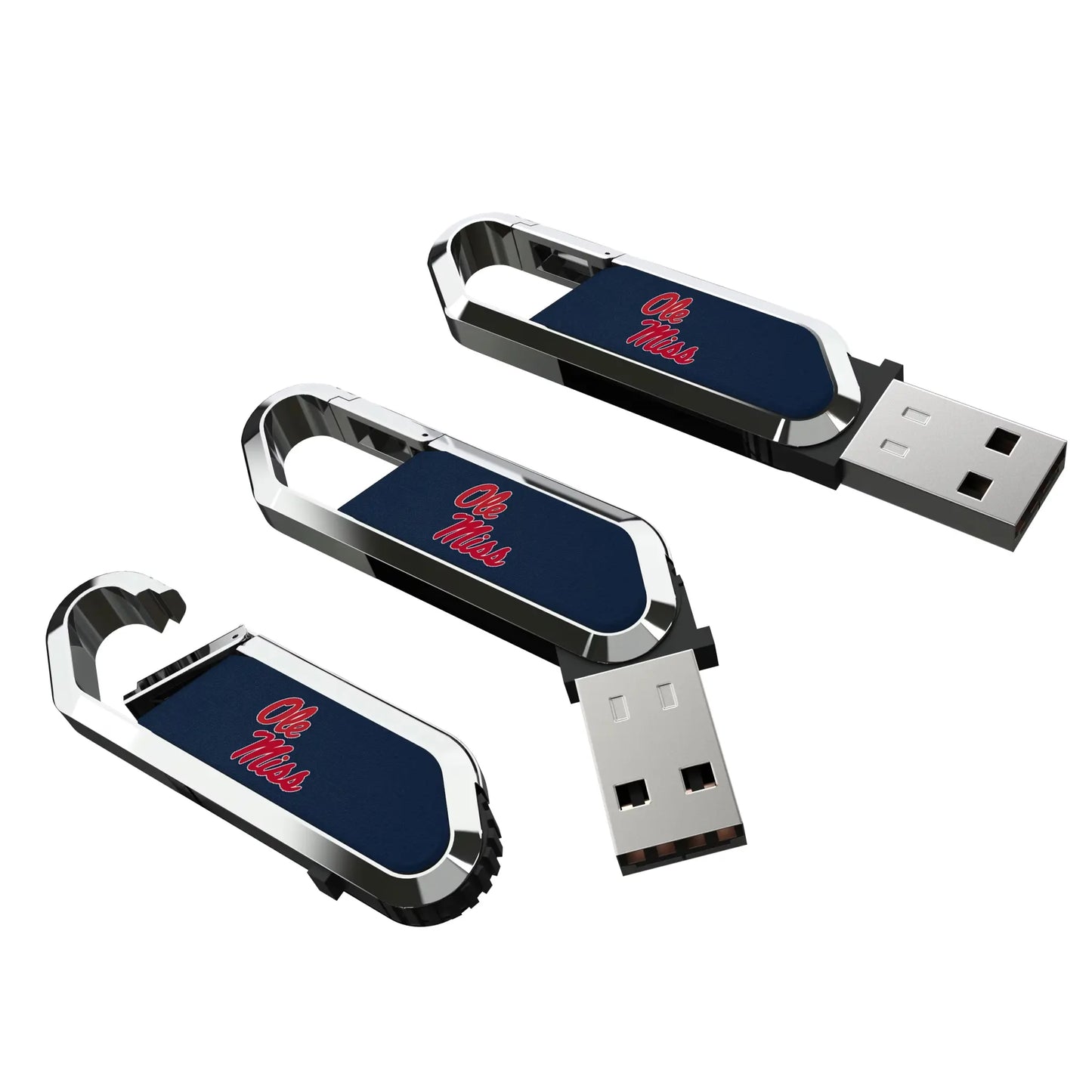 University of Mississippi Rebels Solid USB 64GB Clip Style Flash Drive