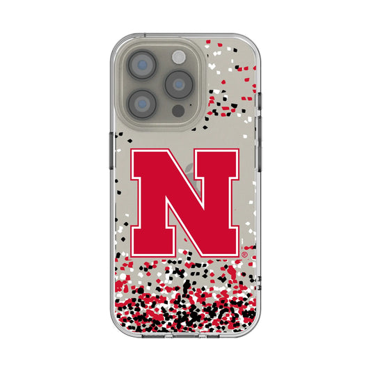 University of Nebraska Huskers Block N Confetti Clear Phone Case for Apple iPhone