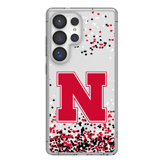 University of Nebraska Huskers Block N Confetti Clear Phone Case for Samsung Galaxy