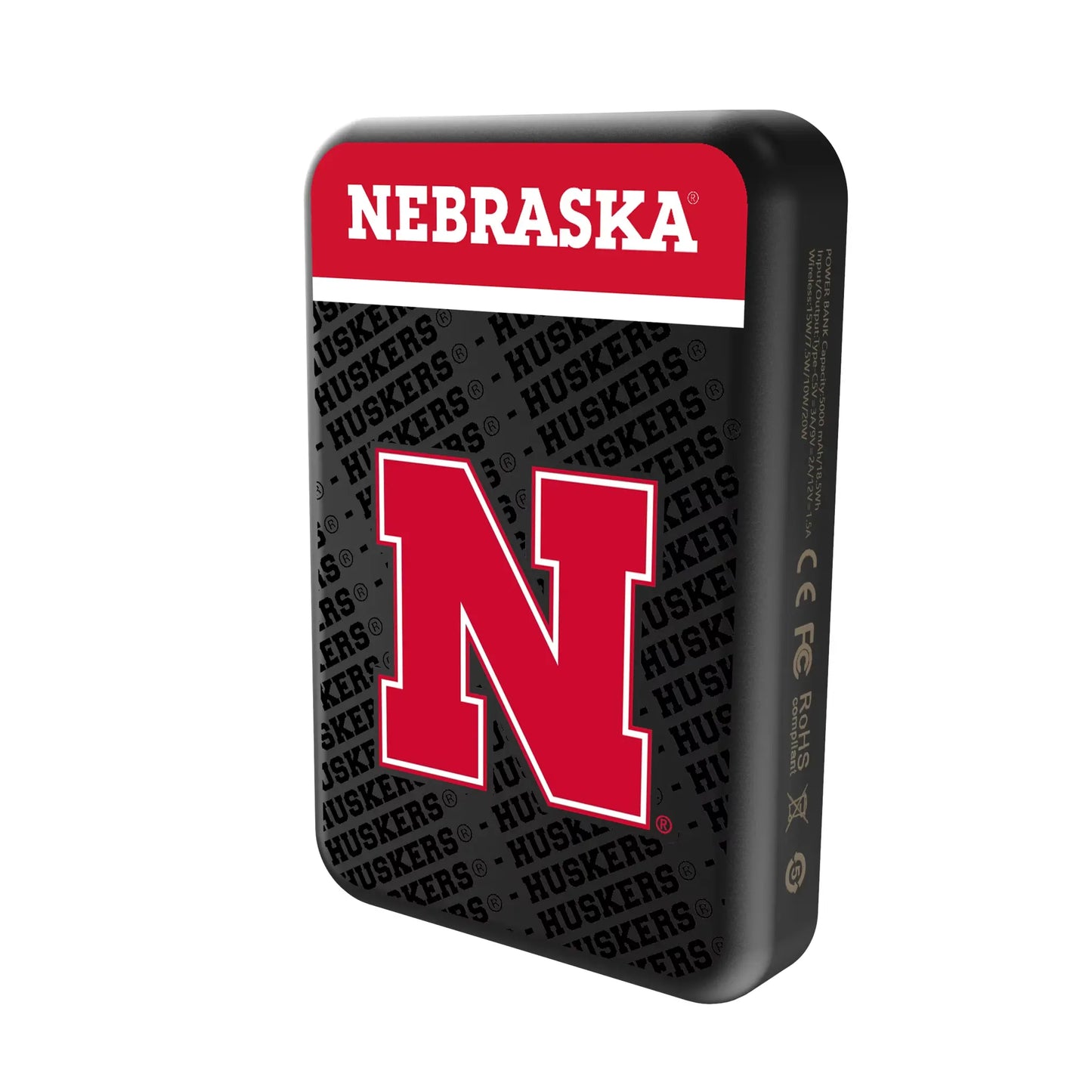 University of Nebraska Huskers Block N Endzone Plus Wireless Mag Power Bank