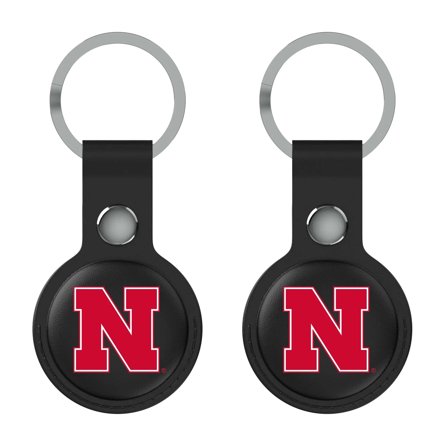 University of Nebraska Huskers Block N Insignia Black Airtag Holder 2-Pack
