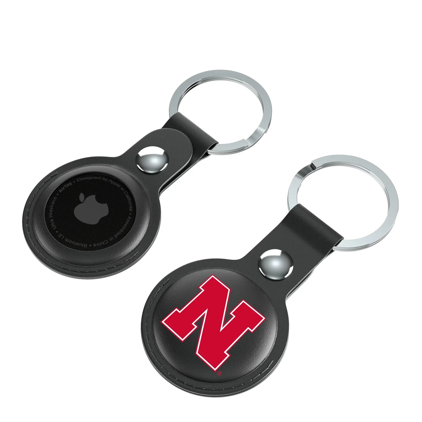 University of Nebraska Huskers Block N Insignia Black Airtag Holder 2-Pack