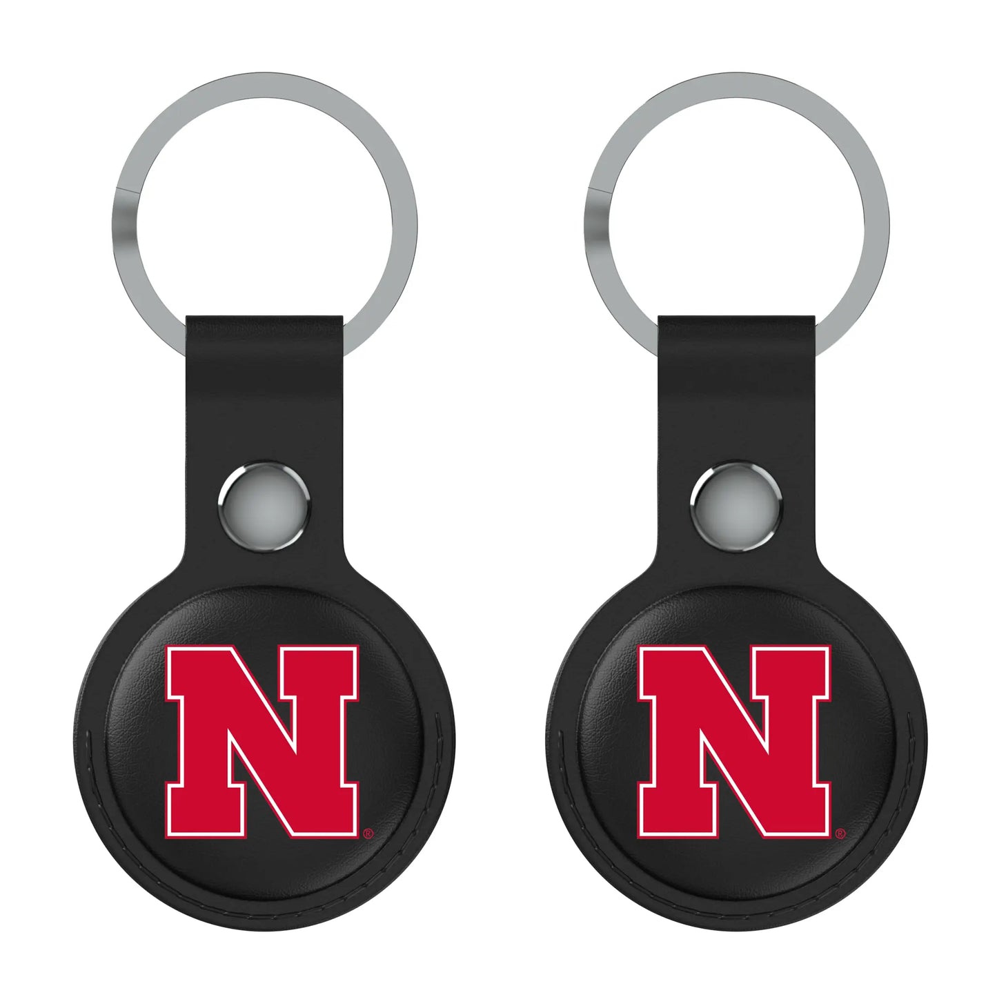 University of Nebraska Huskers Block N Insignia Black Airtag Holder 2-Pack