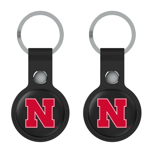 University of Nebraska Huskers Block N Insignia Black Airtag Holder 2-Pack