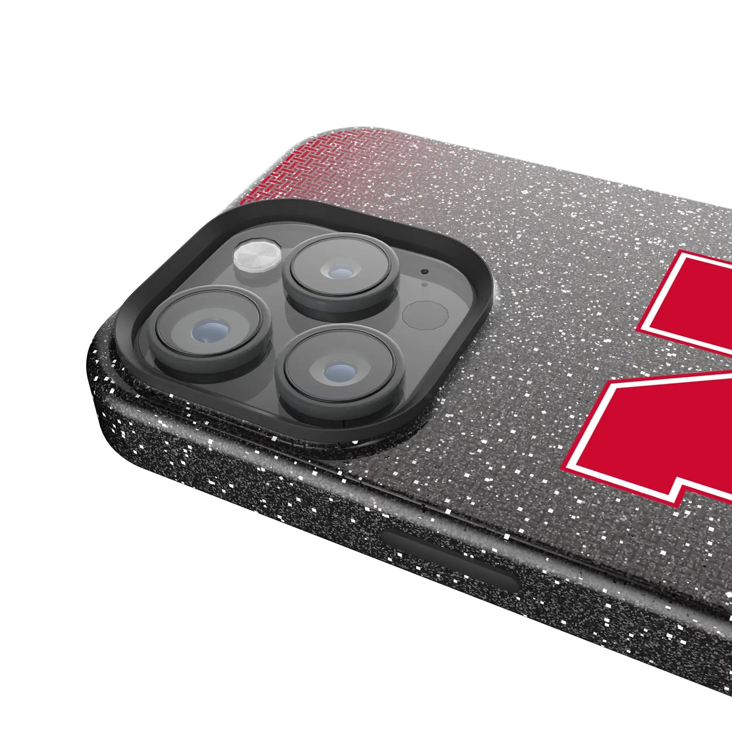 University of Nebraska Huskers Block N Linen Black Bling Phone Case for Apple iPhone