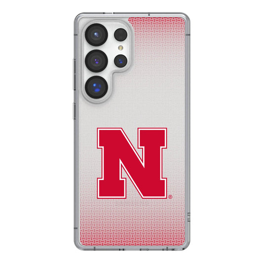 University of Nebraska Huskers Block N Linen Clear Phone Case for Samsung Galaxy