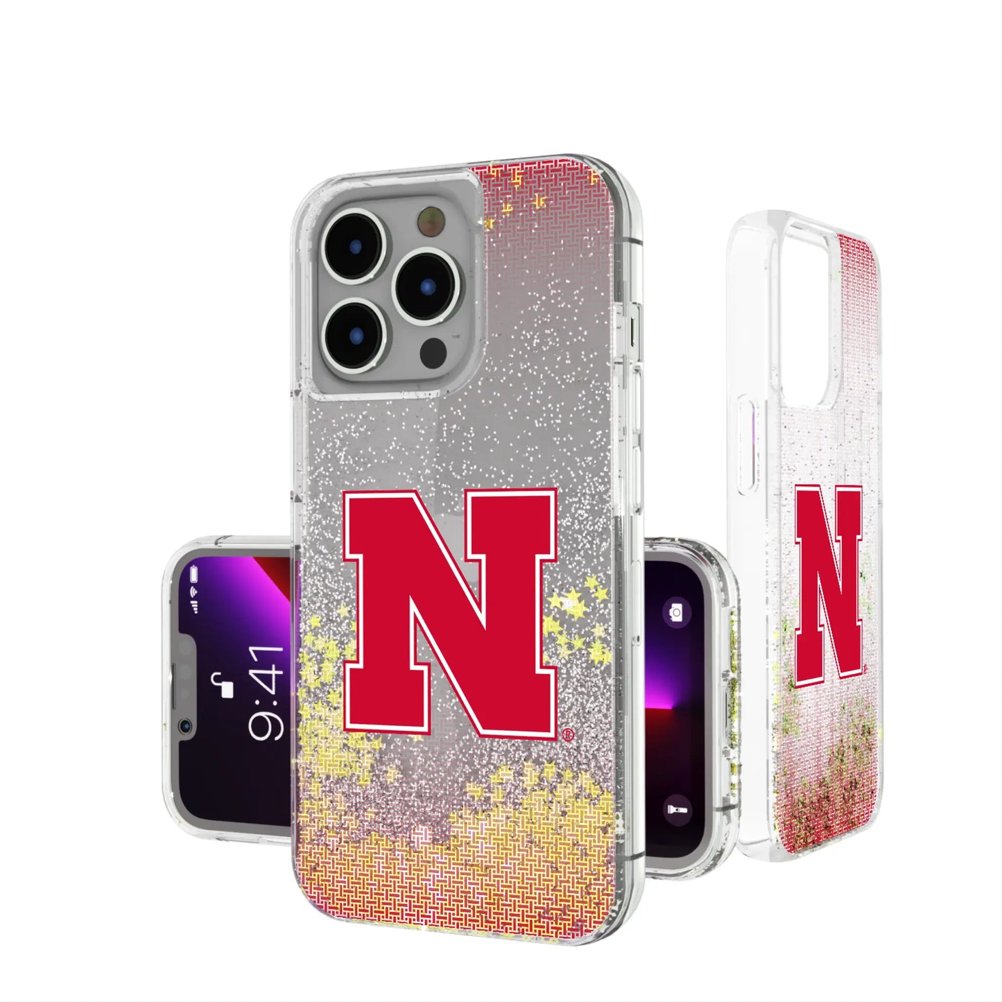 University of Nebraska Huskers Block N Linen Glitter Phone Case for Apple iPhone