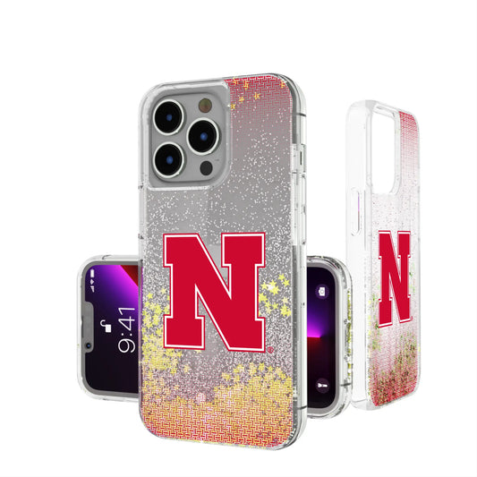 University of Nebraska Huskers Block N Linen Glitter Phone Case for Apple iPhone